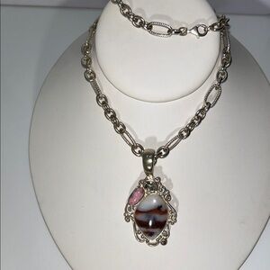 NWOT Sterling Silver Gemstone Pendant Necklace By Israeli Designer Didae